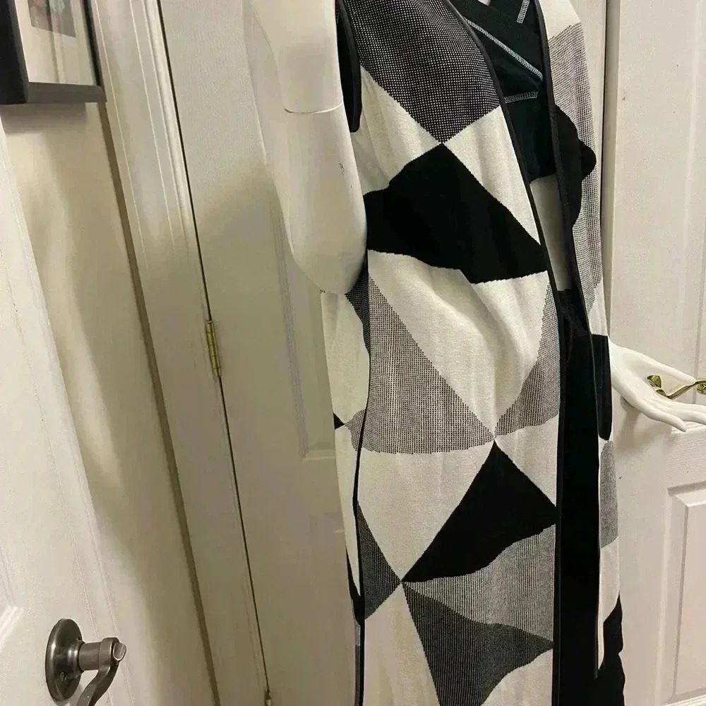 Lafayette 148 long vest Plaid Print leather edges Knee-length brand new with tag - Picture 7 of 13